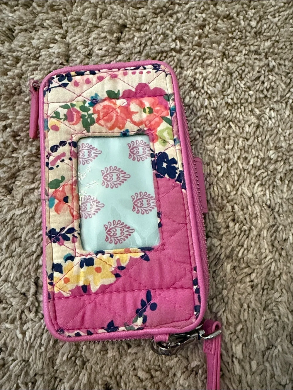 Vera Bradley Floral Quilted Wristlet in Pink Multi